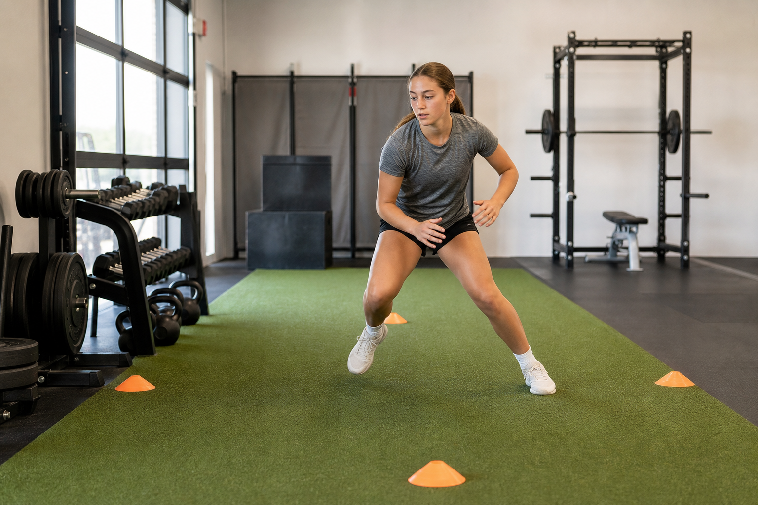 Softball personal trainer coaching softball agility and speed training at Align Fitness